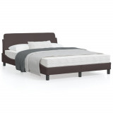 Cadru de pat cu tablie, maro &icirc;nchis, 140x190 cm, textil GartenMobel Dekor, vidaXL