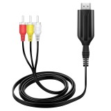 Cablu AV la HDMI, Active, Full HD, convertor 3 x RCA analog la hdmi digital cu mufa video si sunet audio tata, cablu alimentare USB 5V, compatibilitat