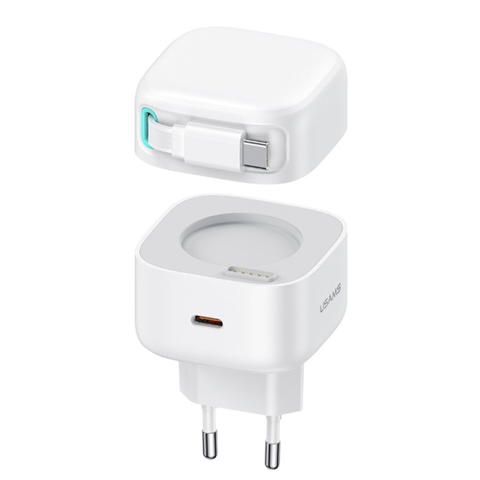 Incarcator priza usb-c pd35w cu cablu tip-c, usams xmf, white