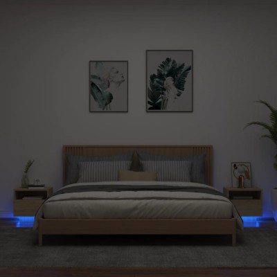 Gossi noptiere cu lumini led, 2 buc., stejar sonoma, 40x39x37 cm foto