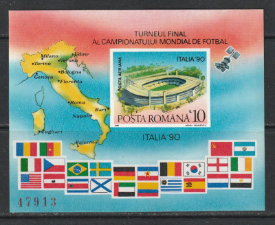 Romania 1990 - #1235 Preliminariile Campionatului Mondial de Fotbal S/S 1v MNH foto