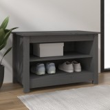 Banchetă pantofar, gri, 70x38x45,5 cm, lemn masiv de pin