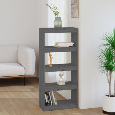 vidaXL Bibliotecă/Separator cameră gri, 60x30x135,5 cm, lemn masiv pin foto