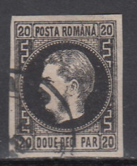 ROMANIA 1867 , CAROL I CU FAVORITI HARTIE SUBTIRE VALOAREA 20 PARALE T 5 STAMP. foto