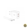 Incarcator Retea Cu Cablu USB-C XO Design CE08 50W 3A 2 x USB-C Alb