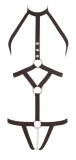 Body provocator din curele negre cu capse si inele metalice de prindere Strap