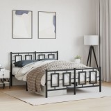 VidaXL Cadru pat metalic cu tăblie de cap/picioare, negru, 135x190 cm