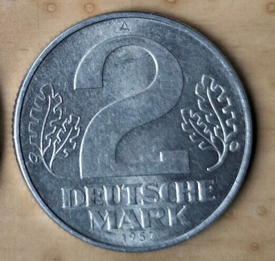 GERMANIA , DDR , RDG 1957 MONEDA 2 MARCI foto