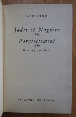 Paul Verlaine - Jadis et Naguere, Parallelement foto