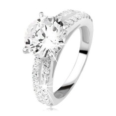 Inel argint cu zircon ?i linie pietricele zircon - Marime inel: 56 foto