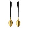 Set 2 lingurite Pufo Luxury pentru desert, fructe, servire ceai, otel, 18 cm, auriu/negru
