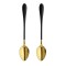 Set 2 lingurite Pufo Luxury pentru desert, fructe, servire ceai, otel, 18 cm, auriu/negru