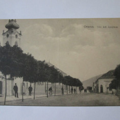 Carte poștală necirculată Orșova:Biserica Greco-Catolică,magazin circa 1910