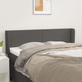 VidaXL Tăblie de pat cu aripioare gri 147x16x78/88 cm piele ecologică