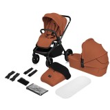 Carucior 2 in 1 Lionelo Mika Plus Maro, landou intarit, reversibil, ventilatie 3D, pana la 22 kg