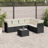 Gossi set canapele de gradina cu perne, 7 piese, negru, poliratan