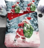 Cumpara ieftin Lenjerie Pat De Craciun O Persoana Edelice Cr065, Bumbac, 4 Piese, Cu Elastic, Imprimeu