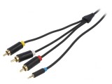 Cablu Jack 2,5mm RCA x3 2m Placat cu Aur, Vention