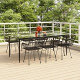 VidaXL Set mobilier de grădină, 7 piese, negru, poliratan