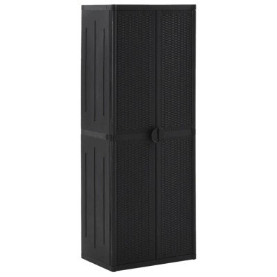 vidaXL Dulap depozitare de grădină, negru, 65x45x172 cm, PP ratan 151238 foto