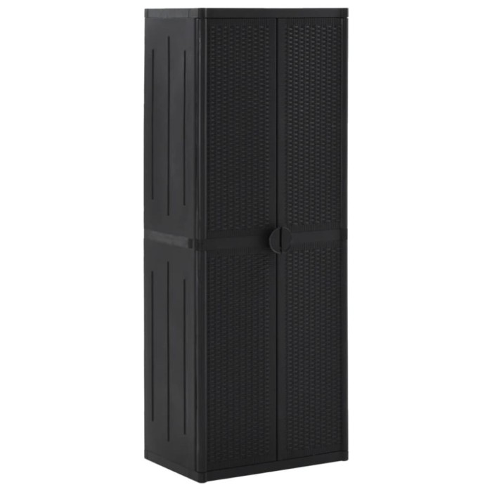vidaXL Dulap depozitare de grădină, negru, 65x45x172 cm, PP ratan 151238
