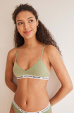 Women&#039;secret sutien LOGO culoarea verde, bumbac, neted, 5057079