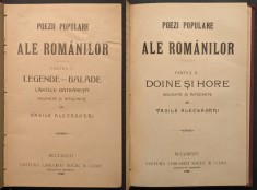 rara 1908 LEGENDE BALADE DOINE HORE Vol 1+2 Cantece Batranesti Versuri Muzica Populara Traditionala Romaneasca POEZII POPULARE ALE ROMANILOR Ed. SOCEC