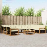 vidaXL Set de canapele de exterior cu pernă 10 pcs Natural și Crem 3369857