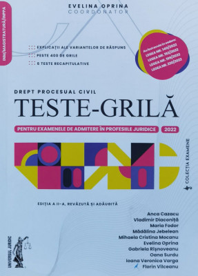 Drept Profesional Civil Teste Grila 2022 Editia A Ii-a - Evelina Oprina ,560100 foto