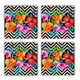 Set suporturi de pahare, Taylor, 366TYR1136, Piatra, 10 x 10 x 1 cm, 4 piese, Multicolor