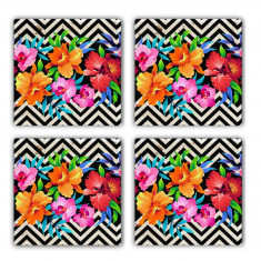 Set suporturi de pahare, Taylor, 366TYR1136, Piatra, 10 x 10 x 1 cm, 4 piese, Multicolor