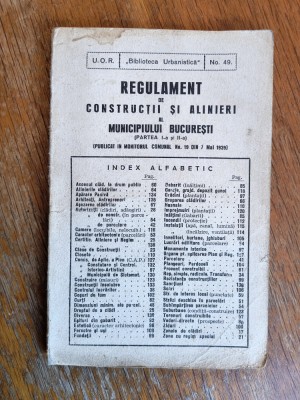 Regulament de constructii si alinieri al Municipiului Bucuresti 1939 / R4P4S foto