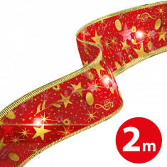 Panglică LED de Crăciun – roșie – 2 m x 5 cm – 2 x AA