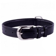 Zgarda din piele neteda, neagra 46 - 60cm, 35mm foto