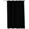 Draperii opace, aspect de in, negru, 290 x 245 cm, cu carlige