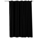 Cumpara ieftin Draperii opace, aspect de in, negru, 290 x 245 cm, cu carlige