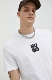 HUGO tricou din bumbac culoarea alb, cu imprimeu