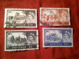 Serie Marea Britanie 1955 Regina Elisabeta I , Burgen 4 val. stampilate