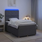 Cumpara ieftin Pat cu arcuri LED si saltea Gri inchis 120 x 190 cm Tesatura