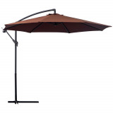 Outsunny Umbrelă de Soare Suspendată, &Icirc;nclinabilă, Cadru din Metal și Poliester, 295x295x255 cm, Nuanță Cafea | Aosom Romania