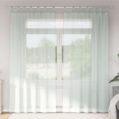 vidaXL Perdele Voile cu Bucle 2 buc Gri deschis 140x245 cm foto