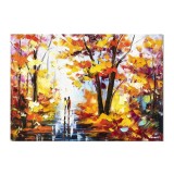 Tablou cu indragostiti stilizat pictat manual, Impreuna pentru totdeauna, 70x50cm ulei pe panza