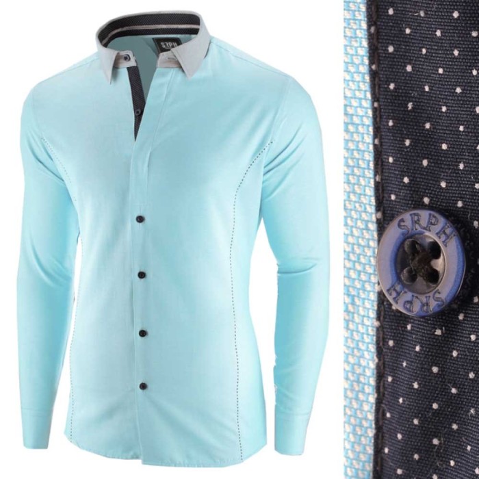 Camasa pentru barbati, bleu, slim fit, casual - A La Fontaine Camasa pentru barbati, bleu, slim fit, casual - A La Fontaine