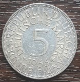 (A860) MONEDA DIN ARGINT GERMANIA - 5 MARK 1966, LIT F, 11,2 GRAME. PURITATE 625, Europa