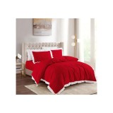 Cumpara ieftin Lenjerie de Pat Dublu, Bumbac Finet, 4 Piese Cu Elastic, Rosu- CPL128