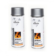 Pachet 2 x Vopsea Spray Brilliante Temperaturi Inalte Argintiu 400 ml