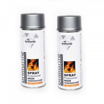 Pachet 2 x Vopsea Spray Brilliante Temperaturi Inalte Argintiu 400 ml foto