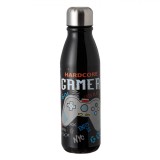 Sticlă Apă Aluminiu, Model Gaming, Negru, Capacitate 600ml, Oem