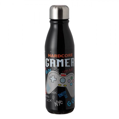Sticlă Apă Aluminiu, Model Gaming, Negru, Capacitate 600ml foto