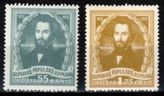 Romania 1952, LP 333, Centenarul nasterii lui N. Balcescu, MNH! foto